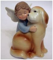 Ангел с собакой Фарфор Высота 9 см