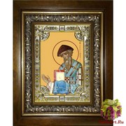 Икона освященная &quot;Спиридон Тримифунтский святитель&quot;, 18x24 см, со стразами, в деревянном киоте 24x30 см, 24x30 см