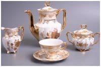 Кофейный сервиз &quot;Роза золотая с медовым&quot; Баварский фарфор Германия на 6 персон 15 предметов.