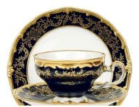 Чайный фарфоровый набор Juwel kobalt Weimar Porcelain на 6 персон 12 предметов. Эксклюзивный фарфор