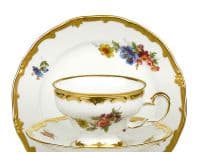 Чайный фарфоровый набор Sommerbluete Vollbarock Weimar Porcelain на 6 персон 12 предметов. Эксклюзивный фарфор