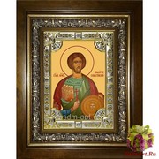 Икона освященная &quot;Валерий мученик&quot;, 18x24 см, со стразами, в деревянном киоте 24x30 см, 24x30 см