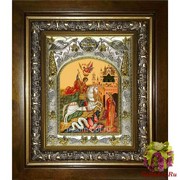 Икона освященная &quot;Чудо Георгия о змие&quot;, киоте 20x24 см, 20x24 см