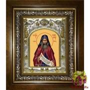 Икона освященная &quot;Силуан Афонский преподобный&quot;, 14x18 см, в деревянном киоте 20x24 см, 20x24 см