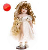 Немецкая фарфоровая кукла Лиза с мишкой Ручная работа Высота 55 см. Германия