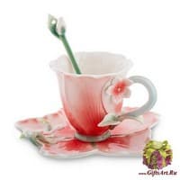 Чайная пара Вьюнок нежный. Фарфор Ручная работа. Подарочная упаковка