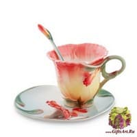 Чайная пара Цветок утра. Фарфор Ручная работа. Подарочная упаковка