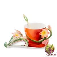 Чайная пара Эухарис в цвету. Фарфор Ручная работа. Подарочная упаковка