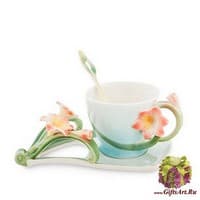 Чайная пара Эухарис. Фарфор Ручная работа. Подарочная упаковка