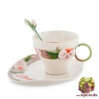 Чайная пара Фиалка. Фарфор Ручная работа. Подарочная упаковка