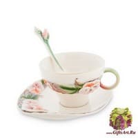 Кофейная пара Фиалка. Фарфор Ручная работа. Подарочная упаковка