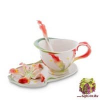 Кофейная пара Глориоза Ротшильда. Фарфор Ручная работа. Подарочная упаковка