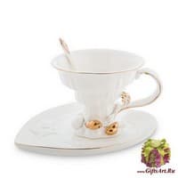 Чайная пара Подводный мир. Фарфор Ручная работа. Подарочная упаковка