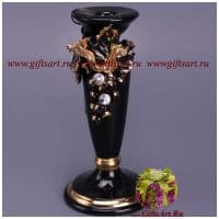 Подсвечник &quot;Чёрный виноград&quot; керамика стразы Высота 22 см Стелла Италия