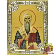Икона освященная &quot;Алексей(Алексий) ,митрополит Московский&quot;, дерево, серебро 925, 18x24 см, со стразами