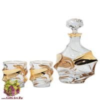 Набор для виски штоф и 6 бокалов хрусталь и золочение. VIP SameDecor Италия