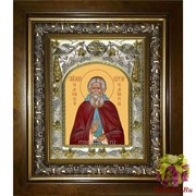 Икона освященная &quot;Сергий (Сергей) Радонежский преподобный&quot;, 14x18 см, в деревянном киоте 20x24 см, 20x24 см