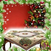 Квадратная новогодняя гобеленовая салфетка с люрексом 100х100 &quot;VINGI RICAMI&quot;