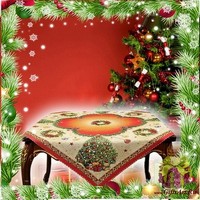 Квадратная новогодняя гобеленовая салфетка с люрексом 100х100 &quot;VINGI RICAMI&quot;