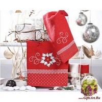 Новогодние махровые полотенца с вышивкой 2 штуки &quot;VINGI RICAMI&quot;