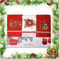 Набор из трёх махровых новогодних полотенец с вышивкой &quot;VINGI RICAMI&quot;