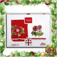 Набор из двух махровых новогодних полотенец с вышивкой &quot;VINGI RICAMI&quot;