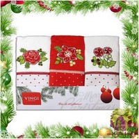 Набор из трёх махровых новогодних полотенец с вышивкой &quot;VINGI RICAMI&quot;