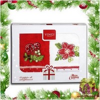 Набор из двух махровых новогодних полотенец с вышивкой &quot;VINGI RICAMI&quot;