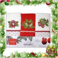 Набор из трёх махровых новогодних полотенец с вышивкой &quot;VINGI RICAMI&quot;