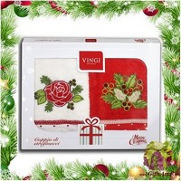 Набор из двух махровых новогодних полотенец с вышивкой &quot;VINGI RICAMI&quot;