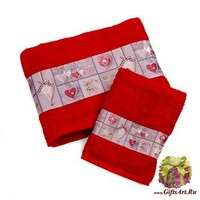 Набор из двух новогодних махровых полотенец с аппликацией &quot;VINGI RICAMI&quot;