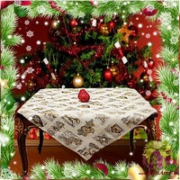 Квадратная новогодняя гобеленовая салфетка с люрексом 100х100 &quot;VINGI RICAMI&quot;