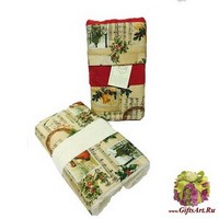 Новогодние махровые полотенца в наборе 2 штуки &quot;MELANGIO&quot;Артикул: Бальза (ноты бежевый)