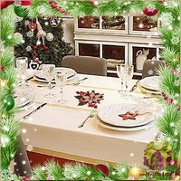 Скатерть новогодняя с вышивкой по центру 140х240 &quot;VINGI RICAMI&quot;