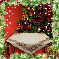 Квадратная новогодняя гобеленовая салфетка с люрексом 100х100 &quot;VINGI RICAMI&quot;