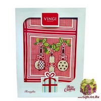 Скатерть новогодняя с вышивкой по центру 140х180 &quot;VINGI RICAMI&quot;