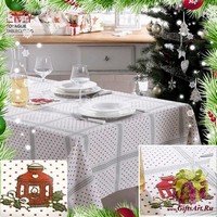 Скатерть новогодняя с вышивкой по центру 140х180 &quot;VINGI RICAMI&quot;