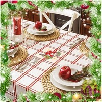 Скатерть новогодняя с вышивкой по центру 140х240 &quot;VINGI RICAMI&quot;