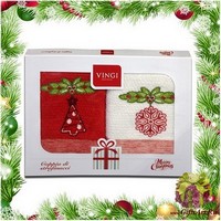 Набор из двух махровых новогодних полотенец с вышивкой &quot;VINGI RICAMI&quot;