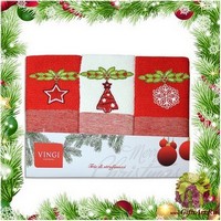Набор из трёх махровых новогодних полотенец с вышивкой &quot;VINGI RICAMI&quot;