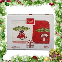 Набор из двух махровых новогодних полотенец с вышивкой &quot;VINGI RICAMI&quot;