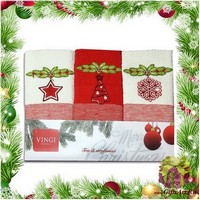 Набор из трёх махровых новогодних полотенец с вышивкой &quot;VINGI RICAMI&quot;