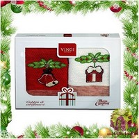 Набор из двух махровых новогодних полотенец с вышивкой &quot;VINGI RICAMI&quot;