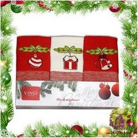 Набор из трёх махровых новогодних полотенец с вышивкой &quot;VINGI RICAMI&quot;