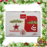 Набор из двух махровых новогодних полотенец с вышивкой &quot;VINGI RICAMI&quot;