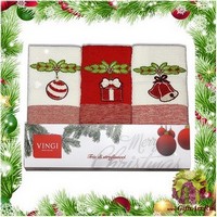 Набор из трёх махровых новогодних полотенец с вышивкой &quot;VINGI RICAMI&quot;