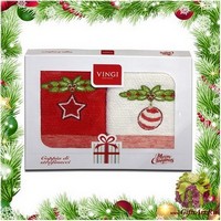 Набор из двух махровых новогодних полотенец с вышивкой &quot;VINGI RICAMI&quot;