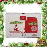 Набор из двух махровых новогодних полотенец с вышивкой &quot;VINGI RICAMI&quot;