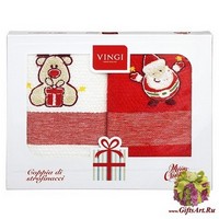 Набор из двух махровых новогодних полотенец с вышивкой &quot;VINGI RICAMI&quot;