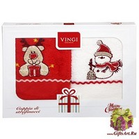 Набор из двух махровых новогодних полотенец с вышивкой &quot;VINGI RICAMI&quot;